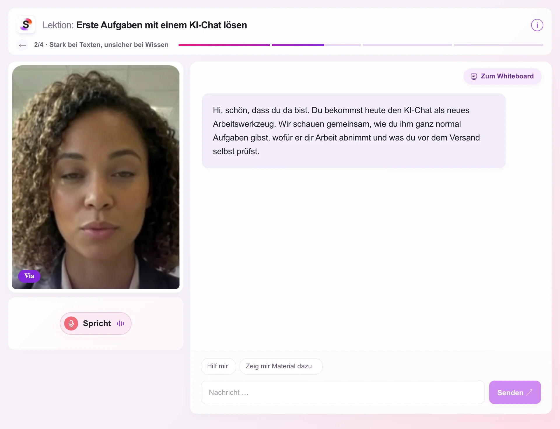KI-Tutor erklärt im Gespräch eine neue Aufgabe