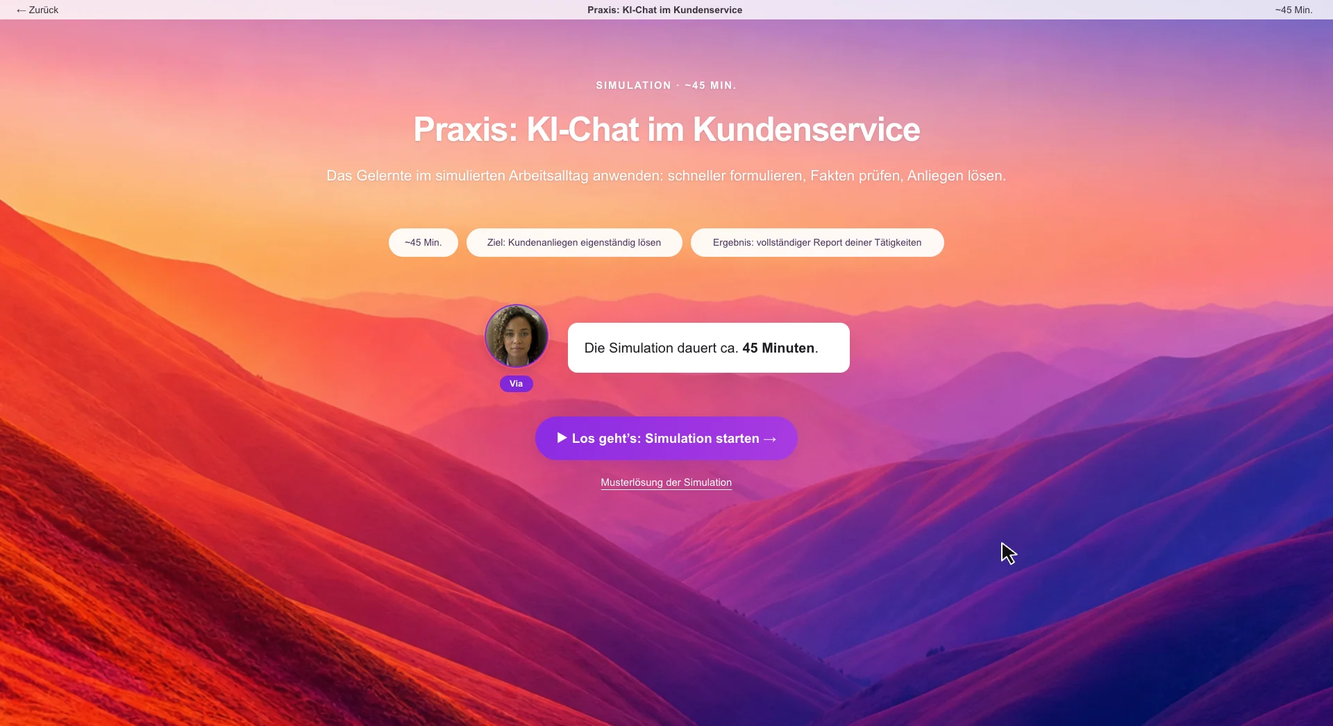 Start der Praxis-Simulation